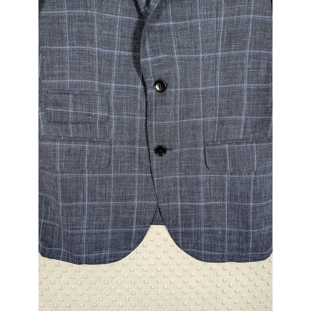 Sid Mashburn Blazer Men's 36S Navy Check Wool Silk Linen Suit Jacket Half Lined - Picture 4 of 16